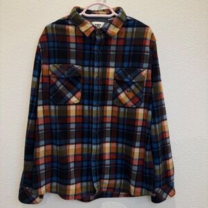 VISSLA Men's Plaid Flannel Shirt Jacket Heavyweight Warm Blue Red Yellow Size L